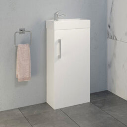 Affine 400mm Bathroom Basin Sink Vanity Unit Furniture 1Th Curved Mixer Tap Free Waste - thumbnail 2