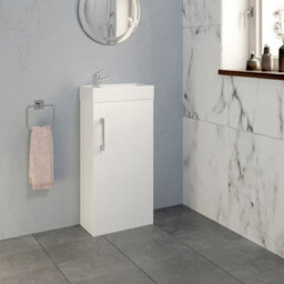 Affine 400mm Bathroom Basin Sink Vanity Unit Furniture 1Th Curved Mixer Tap Free Waste - thumbnail 3