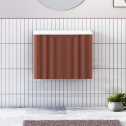 Royal Bathrooms Avenza 600mm Terracotta Clay Wall Hung Bathroom  Vanity Unit 1 Drawer Plain White Undrilled Worktop & No Basin - thumbnail 1