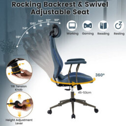 Ergonomic Office Chair Flax Fabric Computer Desk Chair - thumbnail 4