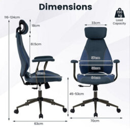 Ergonomic Office Chair Flax Fabric Computer Desk Chair - thumbnail 2
