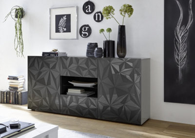 FurniComp LTD Furnicomp Evora 2 Door 2 Drawer Grey Gloss Sideboard - image 1