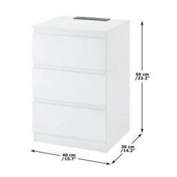 Home Treats Bedside Table 3 Drawer Nightstand Table With 2 Uk Plugs Usb A And Usb C Chest Of Drawers 2M Cable - thumbnail 7