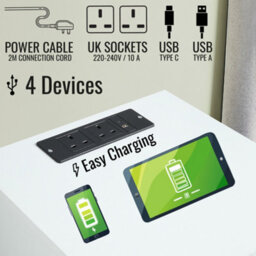 Home Treats Bedside Table 3 Drawer Nightstand Table With 2 Uk Plugs Usb A And Usb C Chest Of Drawers 2M Cable - thumbnail 4