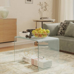 Berkfield Modern Side Table 40X40X60 Cm Tempered Glass - thumbnail 2
