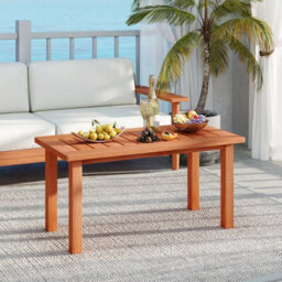 Costway Patio Coffee Table 90Cm Wooden Side Table With Slatted Tabletop - thumbnail 6
