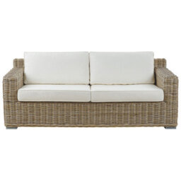 Beliani Garden Conversation Set - Brown Rattan With Off-White Cushions, 4-Seater Outdoor Sofa Set - thumbnail 4