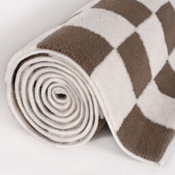 The Rugs Loft Taupe And Ivory Checkerboard Living Room Area Rug And Runners Soft Pile - thumbnail 8