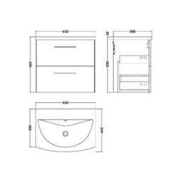 Nuie 600 Wh 2-Drawer Vanity & Basin 4 - thumbnail 4