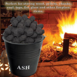 Almineez 12L Steel Ash Bucket With Lid Wooden Handle, Shovel And Brush Fireside Fireplace - thumbnail 6