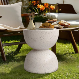 Outdoor Concrete Side Table Scandinavian Minimalist Accent - thumbnail 6