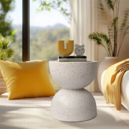 Outdoor Concrete Side Table Scandinavian Minimalist Accent - thumbnail 4