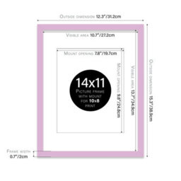 "14X11"" Lilac Frame With Mount For 10X8"" Pictures 20mm Slim Edge Portrait And Landscape Display With Wall Hooks And Kickstand" - thumbnail 2