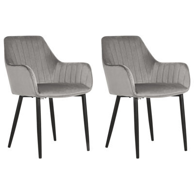 Beliani Set Of 2 Dining Chairs Wellston Velvet Dark Grey - image 1