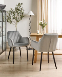 Beliani Set Of 2 Dining Chairs Wellston Velvet Dark Grey - thumbnail 2