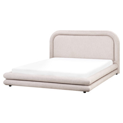 Beliani Bed Faux Linen Lavardens 160 X 200 Cm (Eu King Size) Taupe - image 1