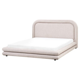 Beliani Bed Faux Linen Lavardens 160 X 200 Cm (Eu King Size) Taupe - thumbnail 1