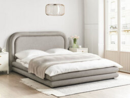 Beliani Bed Faux Linen Lavardens 160 X 200 Cm (Eu King Size) Taupe - thumbnail 2