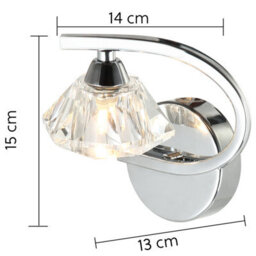 Harper Living Single Left Curved Wall Light And Sconce, Clear Glass Shade, Polished Chrome Finish - thumbnail 8