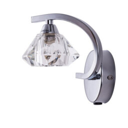 Harper Living Single Left Curved Wall Light And Sconce, Clear Glass Shade, Polished Chrome Finish - thumbnail 5