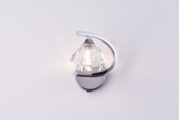 Harper Living Single Left Curved Wall Light And Sconce, Clear Glass Shade, Polished Chrome Finish - thumbnail 1