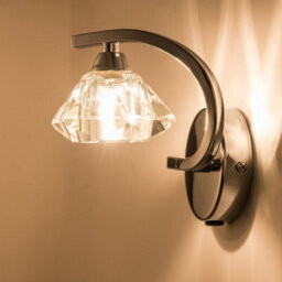 Harper Living Single Left Curved Wall Light And Sconce, Clear Glass Shade, Polished Chrome Finish - thumbnail 2