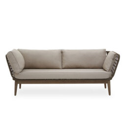 Orsina Three Seat Sofa, Rattan Outdoor Sofa, Long Lasting Rattan Lounge Sofa For Living Room With Grey Cushioning