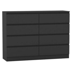 Urbn-Living Urbnliving 120Cm Wide Black Wooden Chest Of 8 Drawers Bedroom Furniture Storage Bedside Modern Cabinet - thumbnail 4