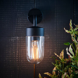 Anson Lighting Aron Outdoor Wall Light Finished In Textured Matt Black And Clear Glass - thumbnail 4