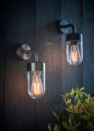 Anson Lighting Aron Outdoor Wall Light Finished In Textured Matt Black And Clear Glass - thumbnail 5