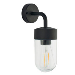 Anson Lighting Aron Outdoor Wall Light Finished In Textured Matt Black And Clear Glass - thumbnail 2