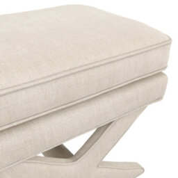 Wyld Haus Theodor Stone Linen-Blend Upholstered Stool With X Cross Legs - thumbnail 5
