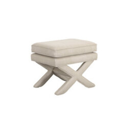 Wyld Haus Theodor Stone Linen-Blend Upholstered Stool With X Cross Legs - thumbnail 3
