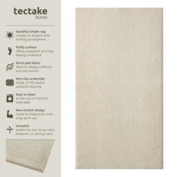 Tectake Rug Zonelle Short Pile And Ultra-Soft Carpet In Rectangular Or Round Design 60 X 110 Cm - Beige - thumbnail 2