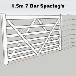 Ruby UK Ruby Iroko 5 Bar Entrance Gate Durable Wooden Gate For Driveways & Gardens 3.6M Wide X 0.9M High (4 Rails) - thumbnail 2