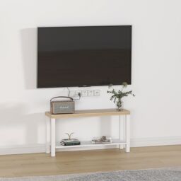 Hadwell Matt White & Natural Oak Effect Tv Stand, (H)45Cm X (W)90Cm X (D)26Cm - thumbnail 5