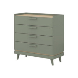 Arte Scandi Green & Oak 4 Drawer Chest - Modern Bedroom Storage With Plastic Handles W90 X H90 X D40Cm - thumbnail 2