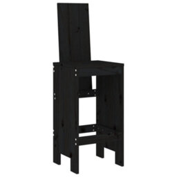 Berkfield Bar Stools 2 Pcs Black 40X42X120 Cm Solid Wood Pine - thumbnail 3