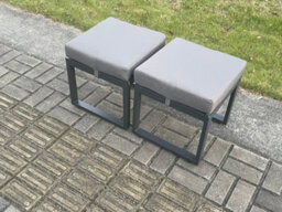 Fimous Aluminium 11 Seater Outdoor Garden Furniture Set Lounge Sofa 2 Small Footstools Sets With Cushions Dark Grey - thumbnail 5