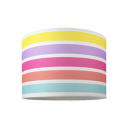Happy Homewares Modern And Cute Multi Coloured Rainbow Stripe Cotton Fabric Lamp Shade - 10 - thumbnail 1