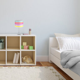 Happy Homewares Modern And Cute Multi Coloured Rainbow Stripe Cotton Fabric Lamp Shade - 10 - thumbnail 6