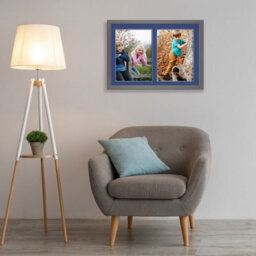 AK Frames 20X14 Dark Grey Sleek Multi Photo Frame With Blue Mount - Holds 2 Apertures (2X) A4 Photos - thumbnail 3