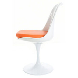 Fusion Living Tulip Set - White Medium Circular Table And Two Chairs With Pu Cushion Orange - thumbnail 6