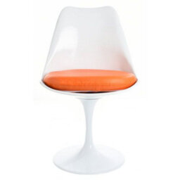 Fusion Living Tulip Set - White Medium Circular Table And Two Chairs With Pu Cushion Orange - thumbnail 5