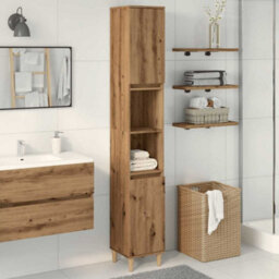 Berkfield Bathroom Cabinet Artisan Oak 30X30X190 Cm Engineered Wood - thumbnail 3