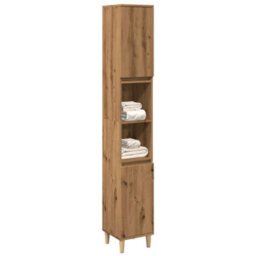 Berkfield Bathroom Cabinet Artisan Oak 30X30X190 Cm Engineered Wood - thumbnail 1