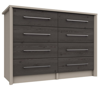 Burlington 4 Drawer Double Chest - Fired Earth And Anthracite Larch On Express Delivery And Ready Assembled