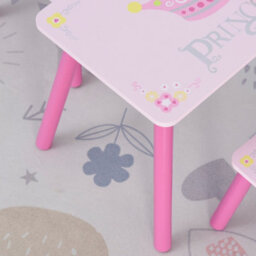 Homcom 3 Pcs Kids Princess & Crown Chair Table Set Home Furniture 2-4 Yrs Pink - thumbnail 8