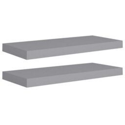 Berkfield Floating Wall Shelves 2 Pcs Grey 60X23.5X3.8 Cm Mdf - thumbnail 2