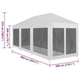 Walplus Party Tent Garden Gazebo Canopy With 8 Mesh Sidewalls 9X3 M - thumbnail 6